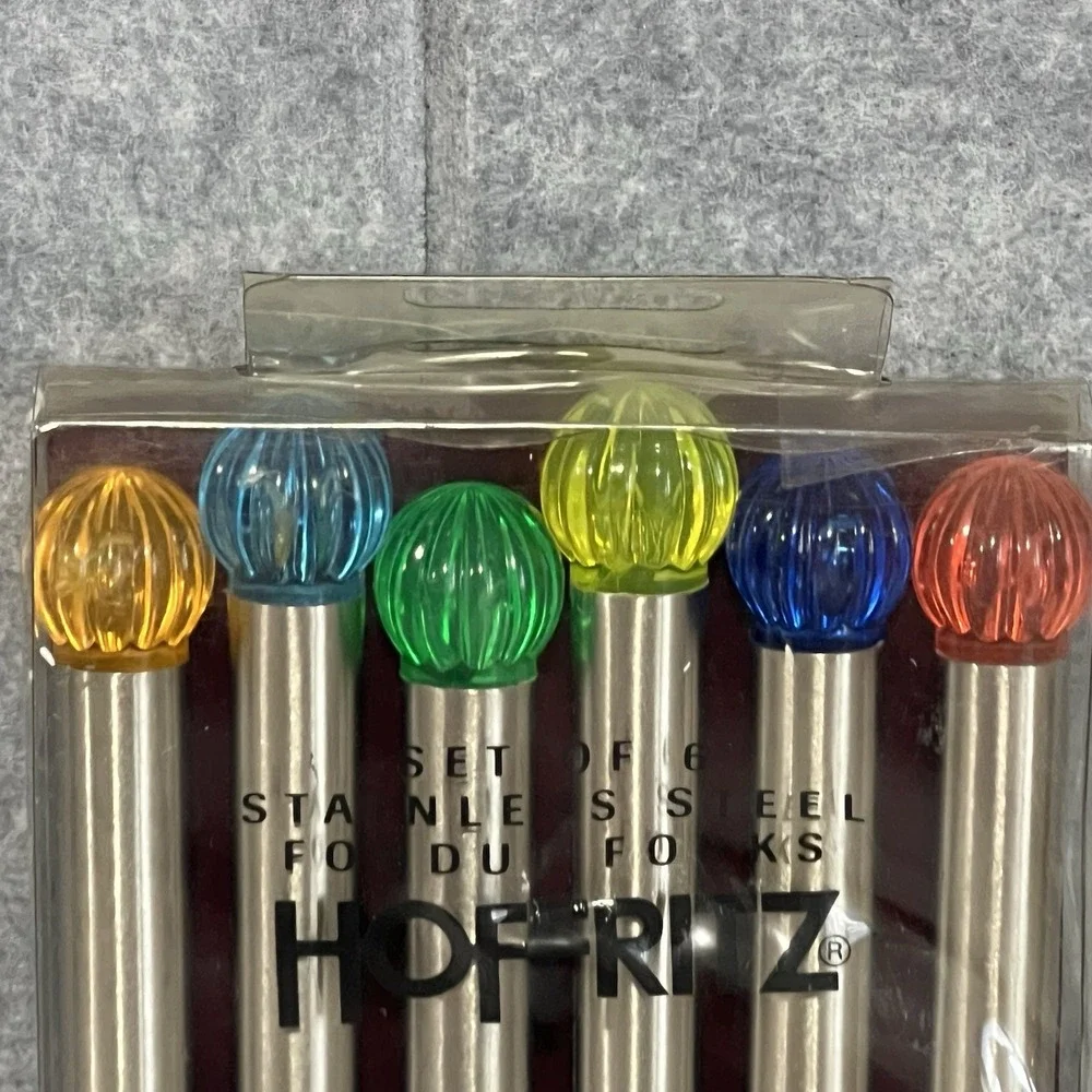 Hoffritz Jewel Tone Fondue Forks Set of 6 Stainless Steel 9